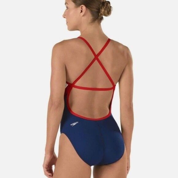 Speedo Women's Navy Endurance + Launch Splice One Piece Swimsuit Size 12/38 New - Picture 2 of 12